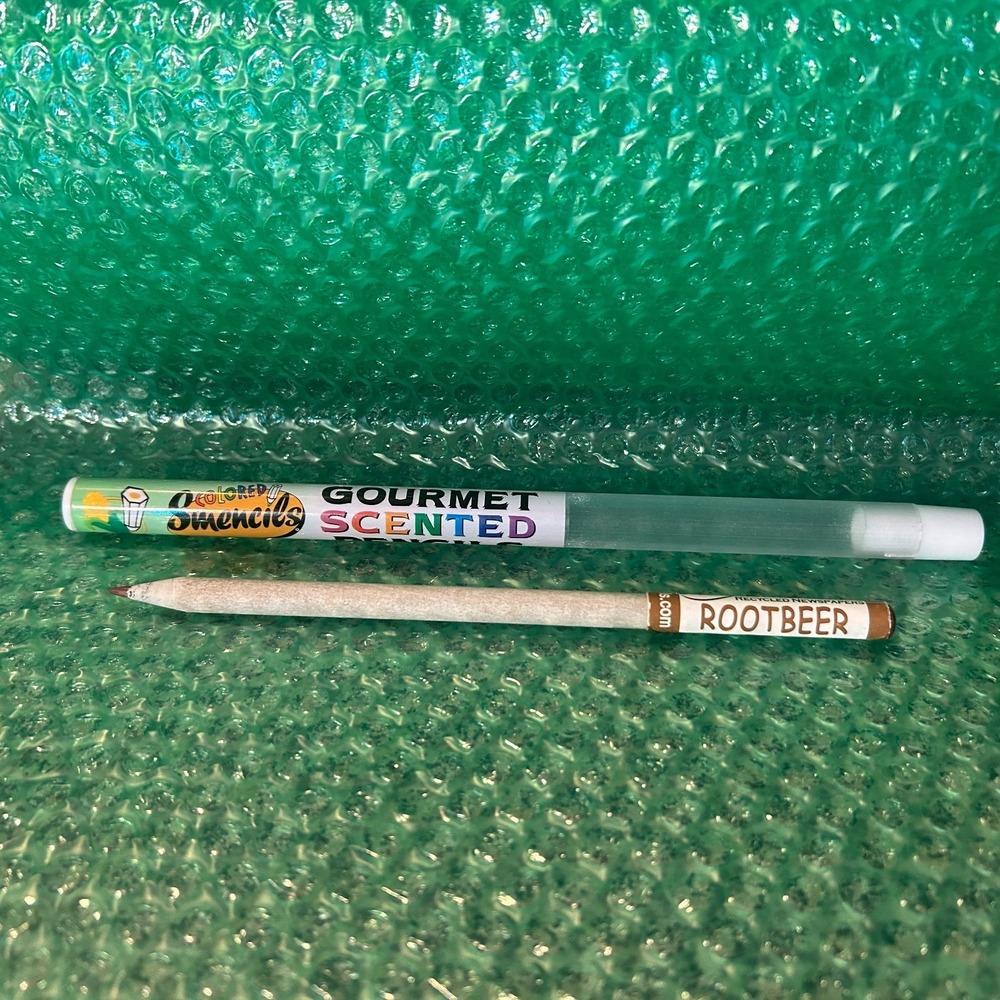 RARE Colored Smencils -ROOT BEER-Gourmet Scented Pencils Eco Newspaper RETRO